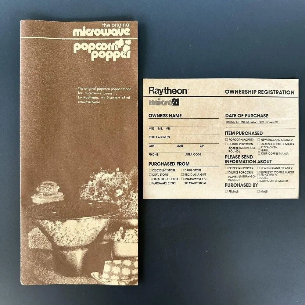 Vintage Raytheon Micro 21 Microwave Popcorn Popper, Model 101, Retro Kitchen App